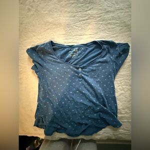Free people xs Women’s Blue Henley Short Sleeve Top